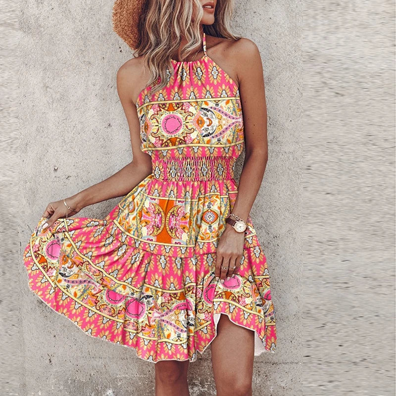 Tanya - Schickes Sommer Boho Neckholder Maxikleid