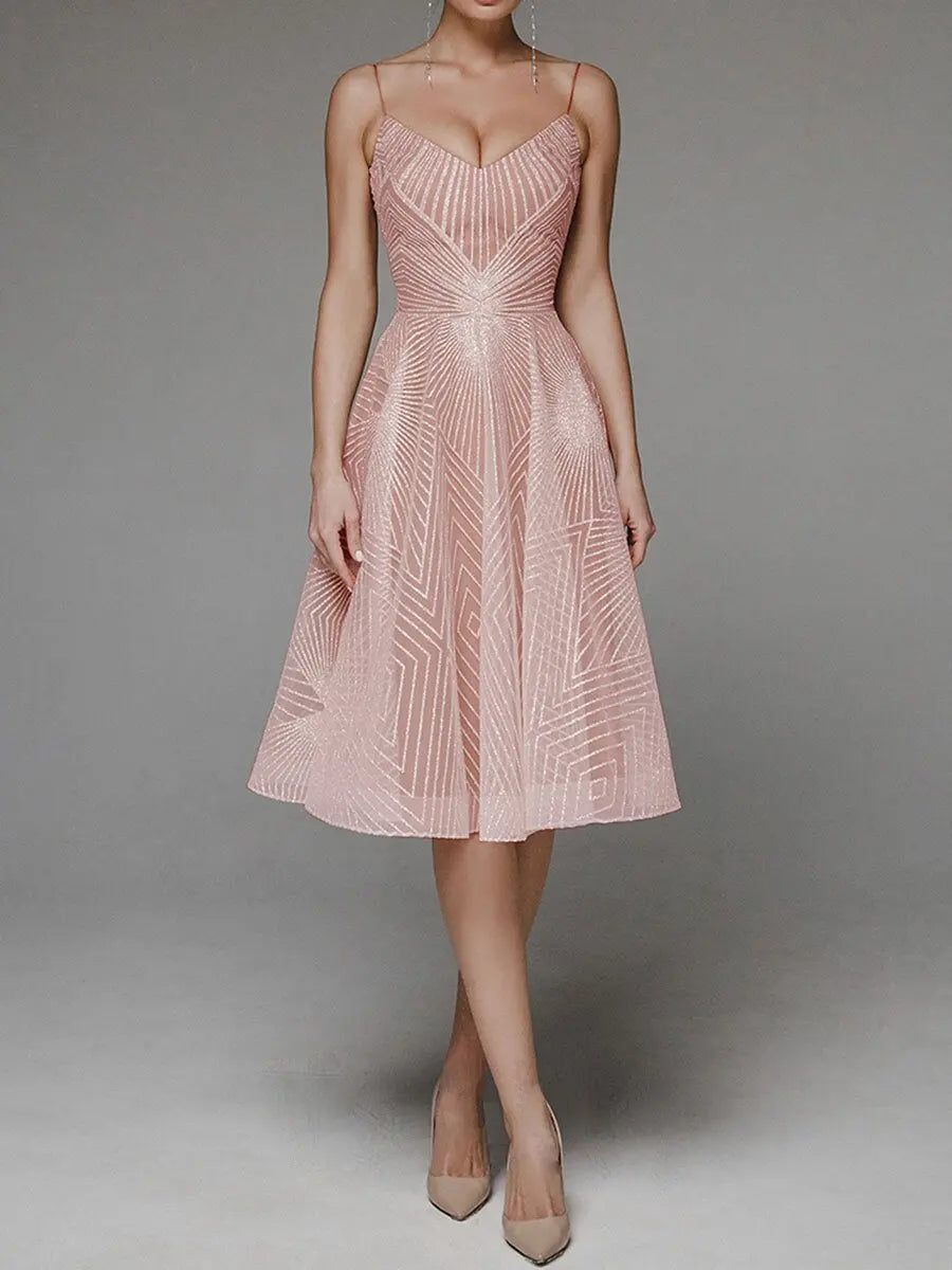 Cocktailkleid mit Glitzerdetails | Spaghettiträger | Femininer A-Linien-Schnitt