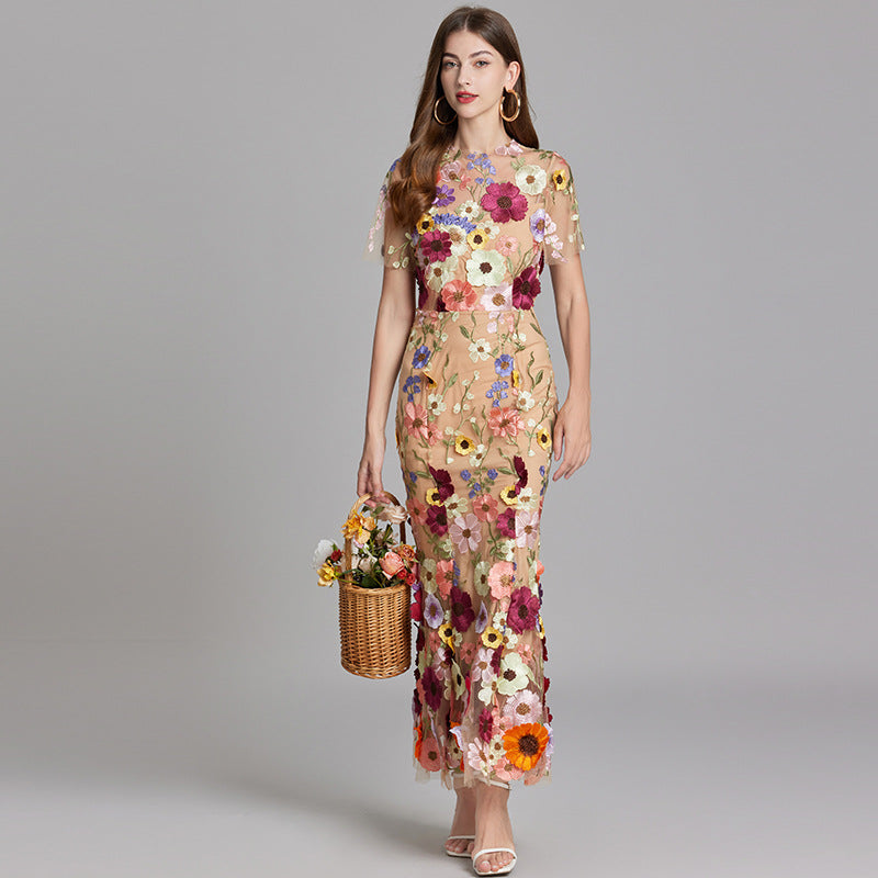 Chinny - Bohemian Transparentes Besticktes Kleid