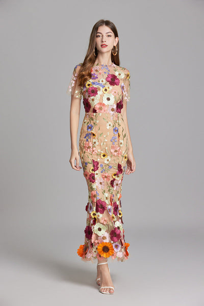 Chinny - Bohemian Transparentes Besticktes Kleid