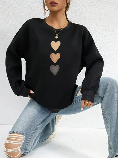 Sweatshirt mit Herzprint | Rundhalsausschnitt | Lässiger Streetstyle