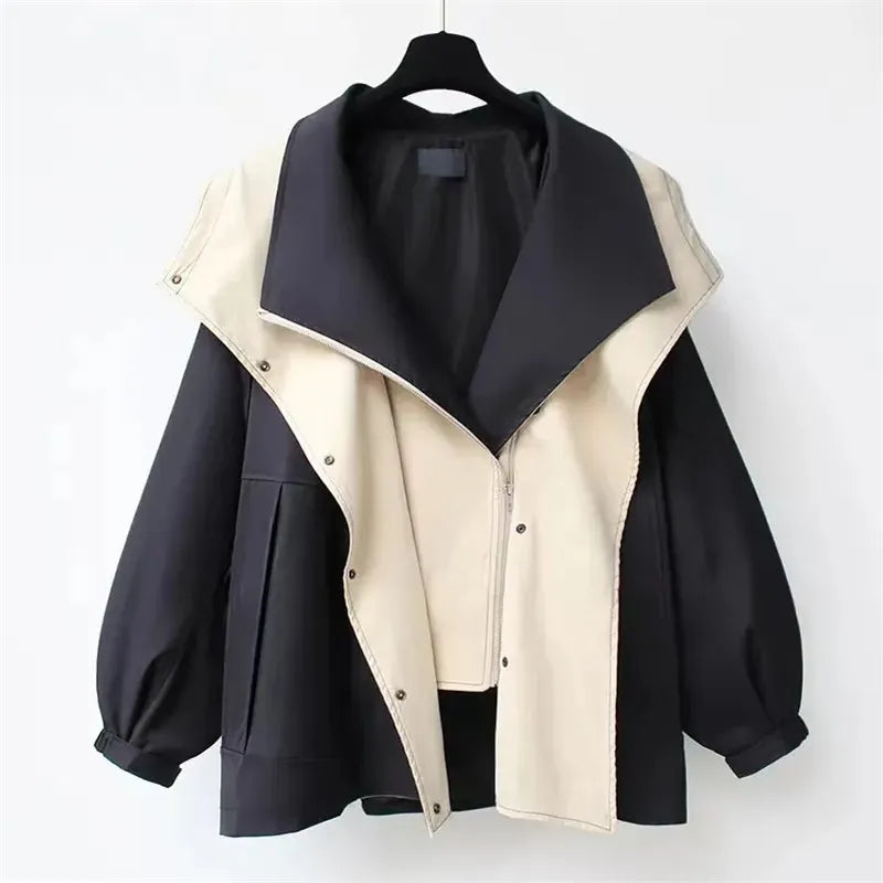 Stylischer Damen-Trenchcoat mit abnehmbarem Kragen – Übergangsjacke im modernen Design