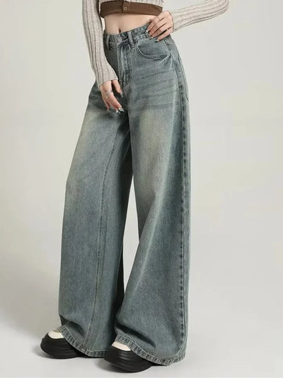 Damen Stilvoll Baggy Jeans | Hohe Taille