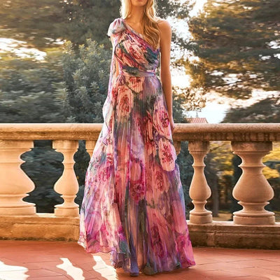 Solayla™ – Damen Kleid für Hochzeitsgast mit Stilvollem Ein Schulter Design