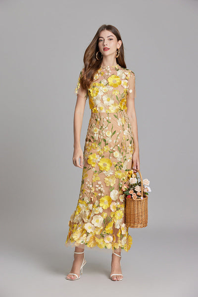 Chinny - Bohemian Transparentes Besticktes Kleid