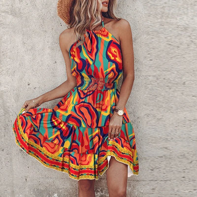 Tanya - Schickes Sommer Boho Neckholder Maxikleid