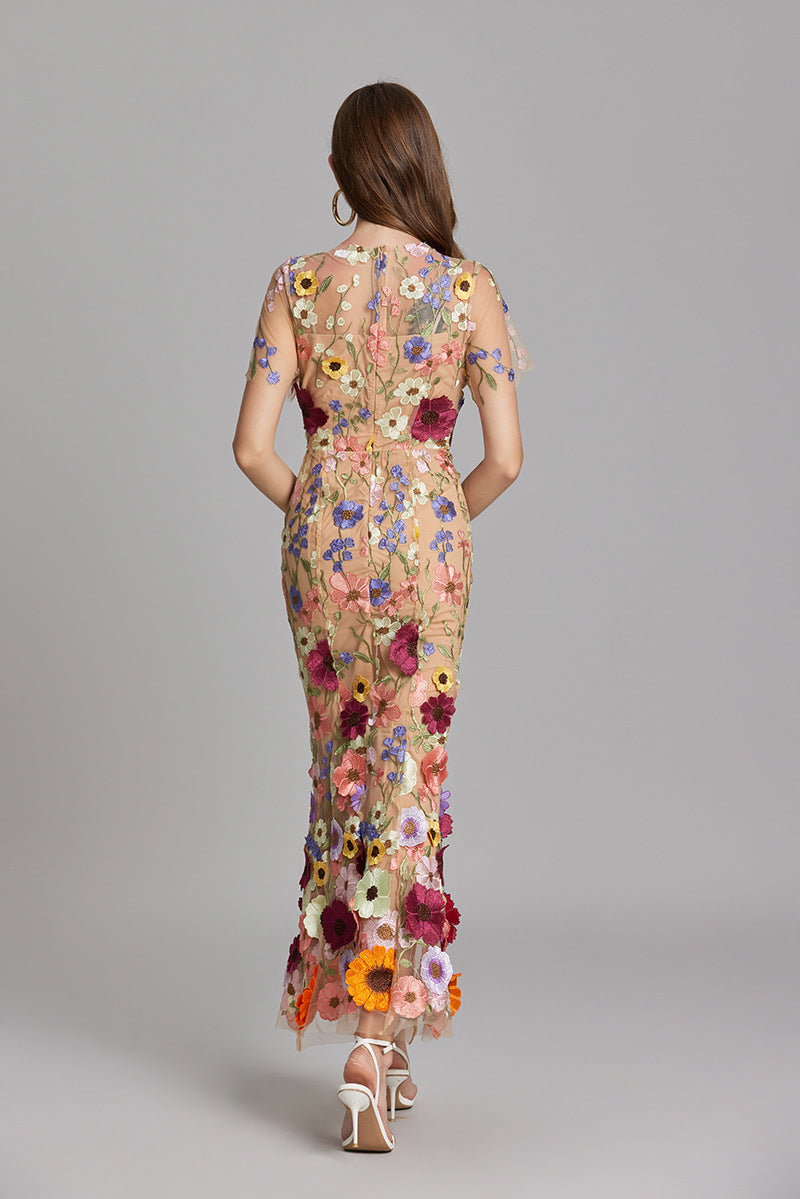 Chinny - Bohemian Transparentes Besticktes Kleid