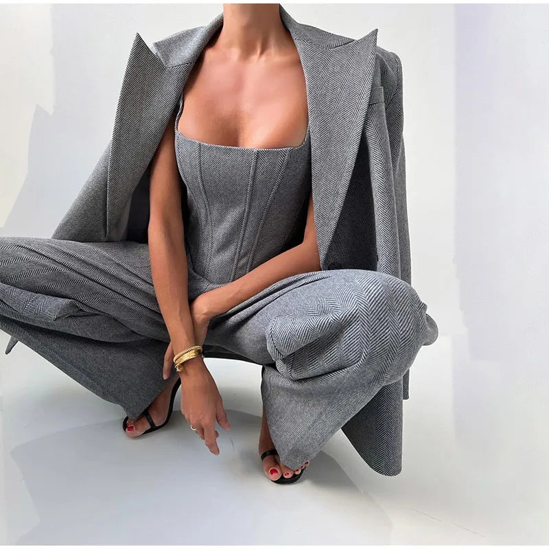 Eleganter Hosenanzug | Korsett-Top & Blazer | Zeitlose Raffinesse