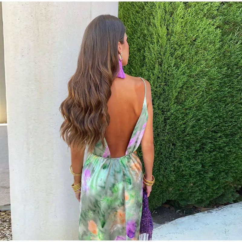 Anisten™ | Damenlanges Kleid mit Halo-Dye Druck Sommer Boho
