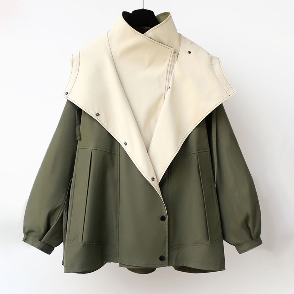 Stylischer Damen-Trenchcoat mit abnehmbarem Kragen – Übergangsjacke im modernen Design