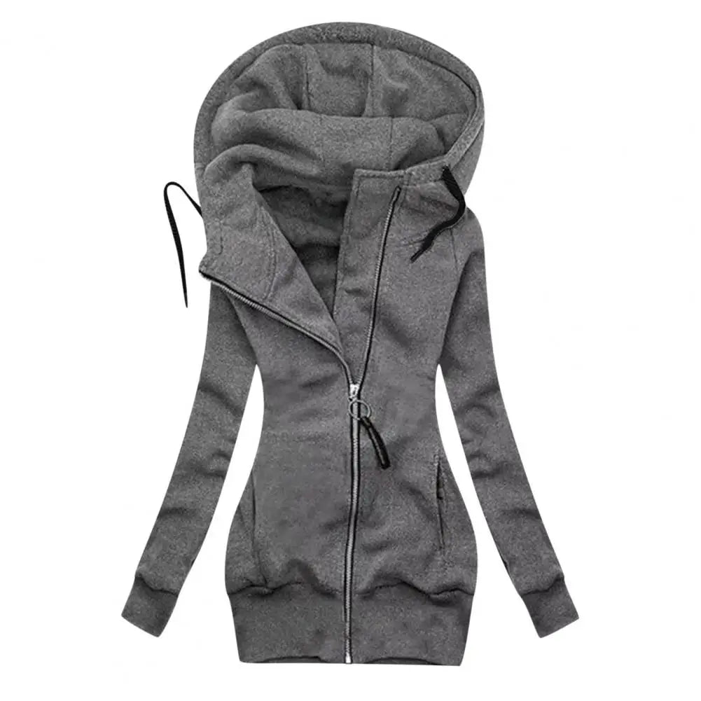 Damen-Kapuzenjacke | Asymmetrischer Reißverschluss | Figurbetonte Passform