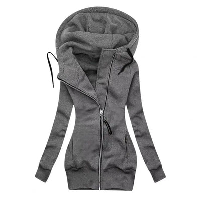 Damen-Kapuzenjacke | Asymmetrischer Reißverschluss | Figurbetonte Passform