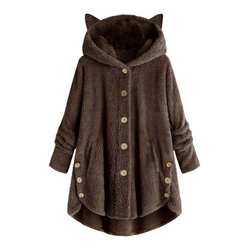 Stilvoller Hoodie mit Sherpa-Stil-Kapuze und katzenähnlichen Ohren für Damen | Ideal für den Winter