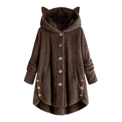 Stilvoller Hoodie mit Sherpa-Stil-Kapuze und katzenähnlichen Ohren für Damen | Ideal für den Winter