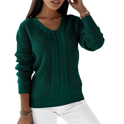 Strickpullover mit Zopfmuster | V-Ausschnitt | Bequeme Passform