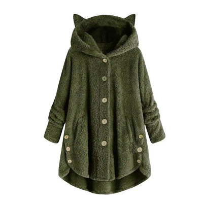 Stilvoller Hoodie mit Sherpa-Stil-Kapuze und katzenähnlichen Ohren für Damen | Ideal für den Winter