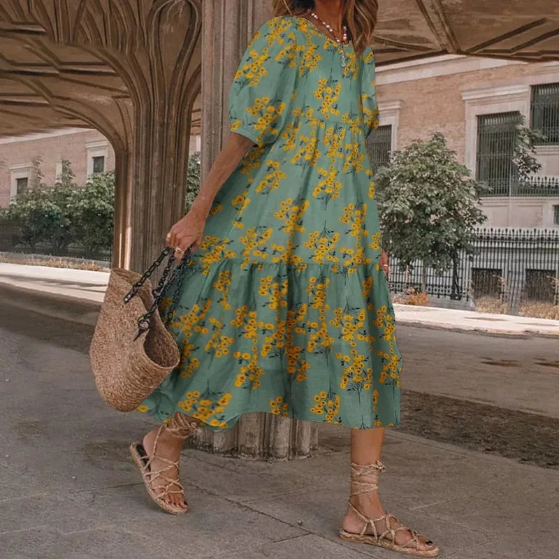 Blumiges Midikleid mit Volants | Luftig & Feminin | Ideal für den Sommer