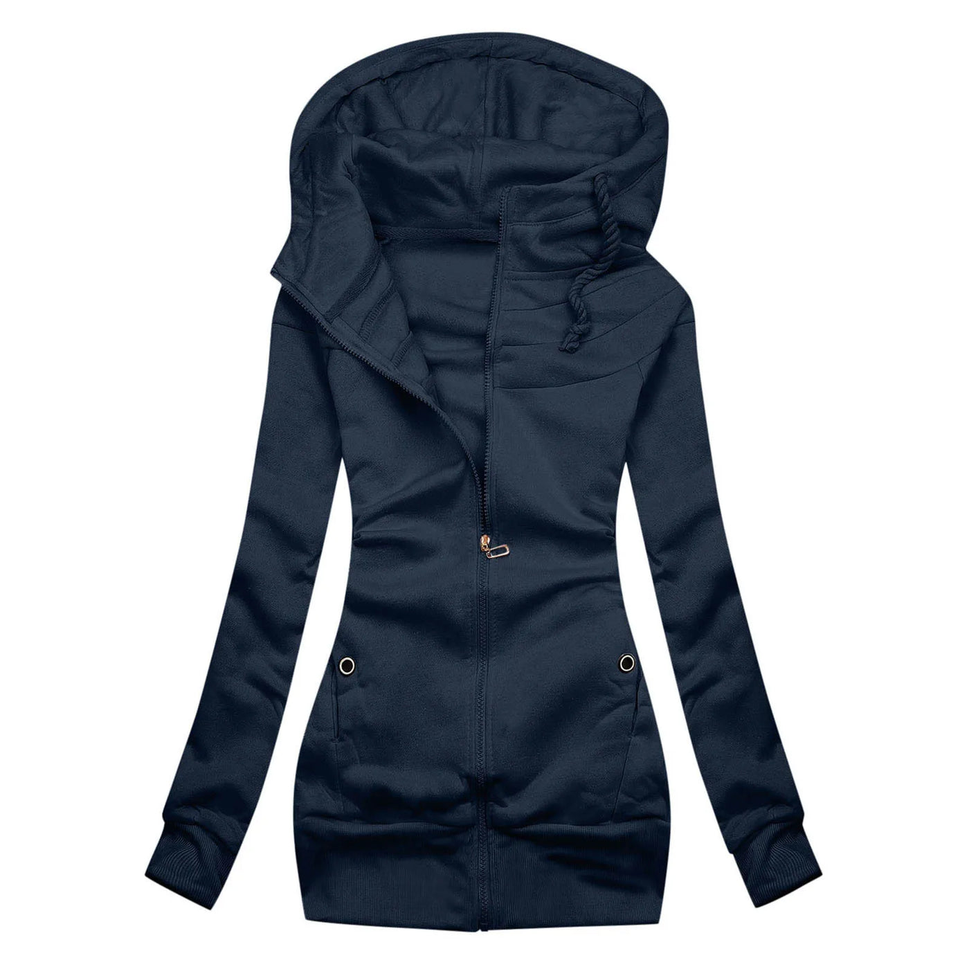 Damen-Kapuzenjacke | Asymmetrischer Reißverschluss | Figurbetonte Passform