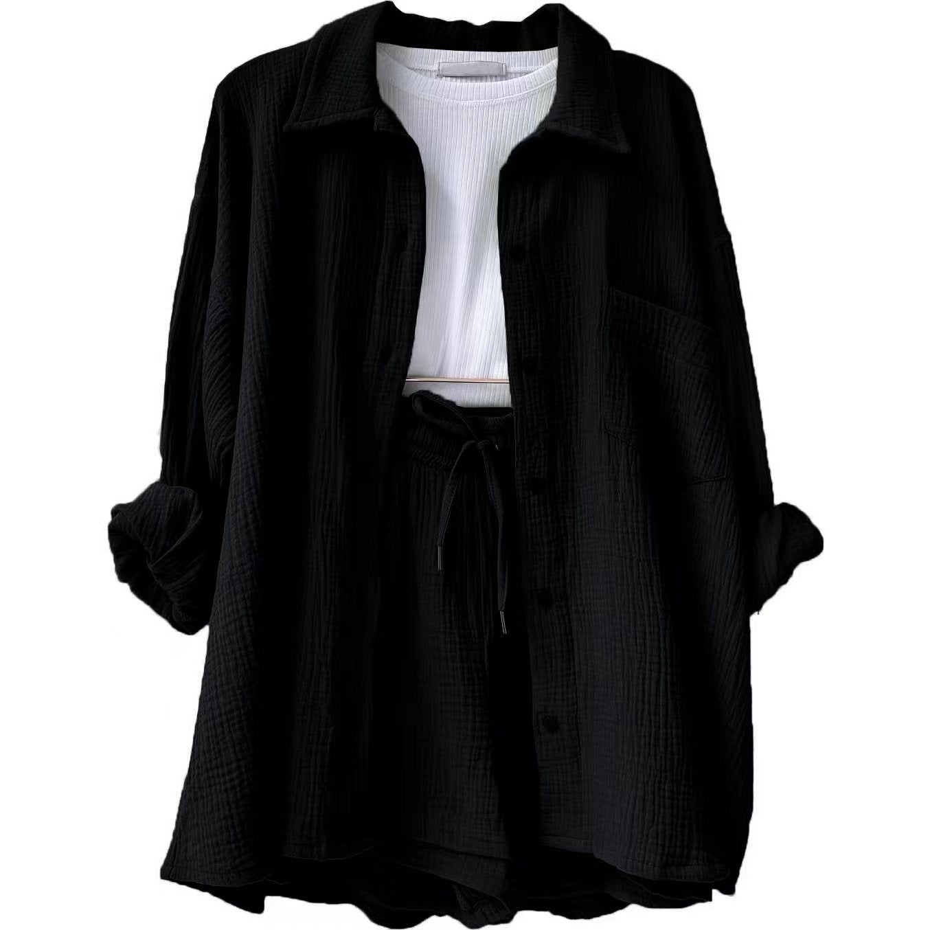 Dreiteiliges Set | Oversized Hemd & Shorts | Lässig & Komfortabel