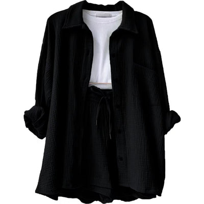 Dreiteiliges Set | Oversized Hemd & Shorts | Lässig & Komfortabel