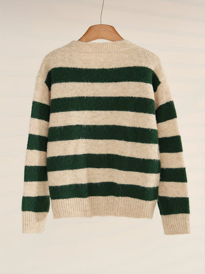 StripeVibe™ – Moderner Damen Strick Cardigan Kurz