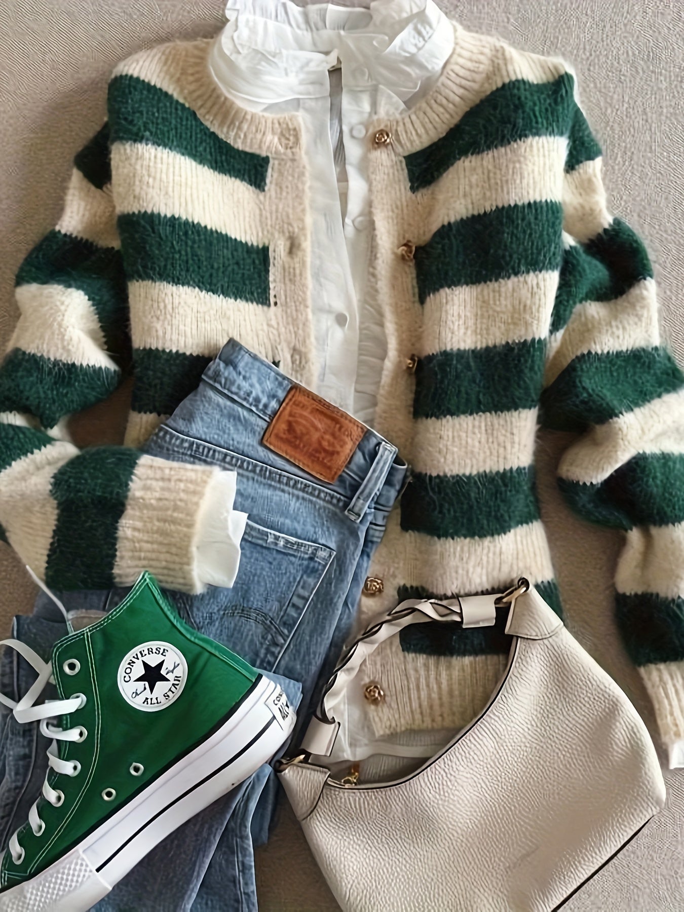 StripeVibe™ – Moderner Damen Strick Cardigan Kurz