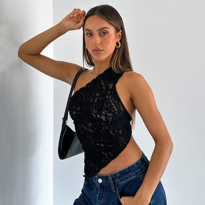 Asymmetrisches Spitzen-Top | Feminin & Verführerisch | One-Shoulder-Design