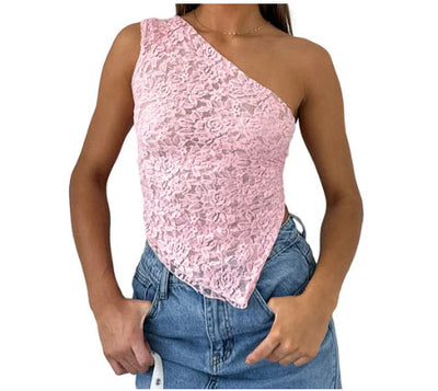 Asymmetrisches Spitzen-Top | Feminin & Verführerisch | One-Shoulder-Design