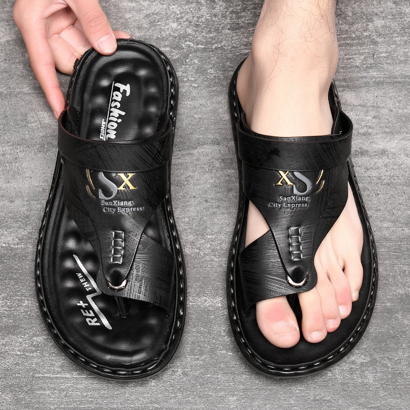 SummerEase™ – Komfortable Herren Leder Flip-Flops