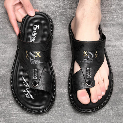 SummerEase™ – Komfortable Herren Leder Flip-Flops