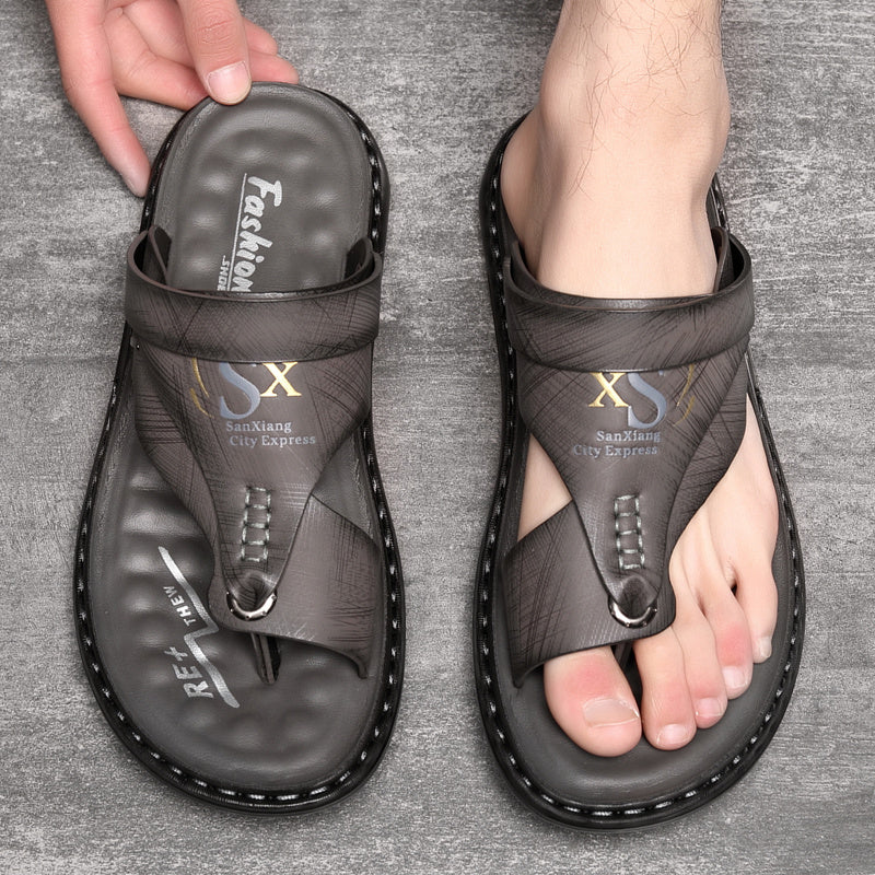 SummerEase™ – Komfortable Herren Leder Flip-Flops