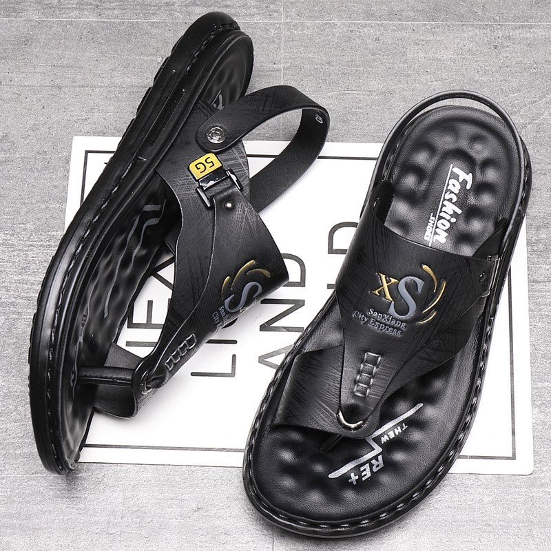 SummerEase™ – Komfortable Herren Leder Flip-Flops