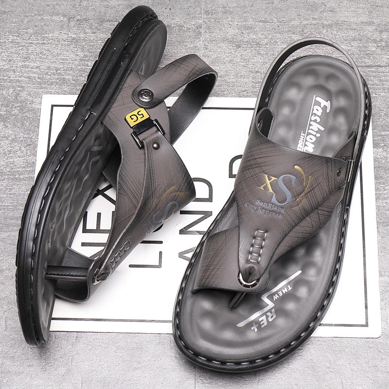 SummerEase™ – Komfortable Herren Leder Flip-Flops