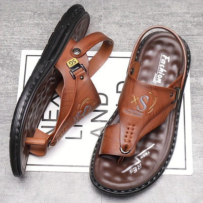 SummerEase™ – Komfortable Herren Leder Flip-Flops