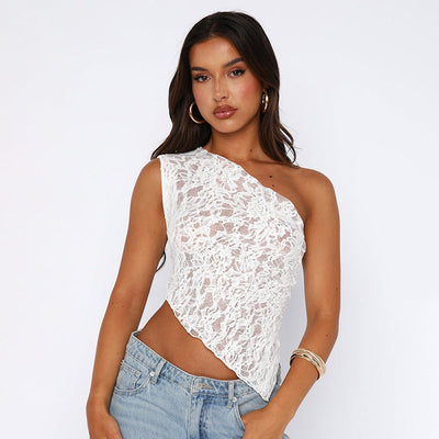 Asymmetrisches Spitzen-Top | Feminin & Verführerisch | One-Shoulder-Design