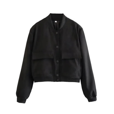 Bomberjacke für Damen | Cropped Schnitt | Aufgesetzte Taschen