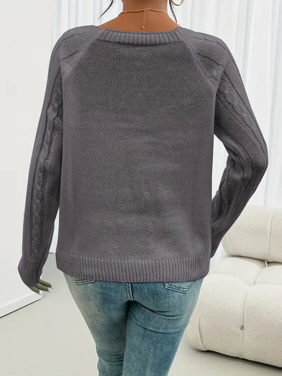 Strickpullover | Zopfmuster & Dekoknöpfe | Gemütlich & Chic