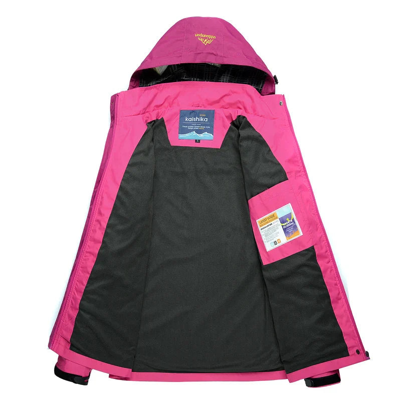 Warme stylische 3-in-1 wasserdichte Regenjacke mit Kapuze für Damen | Ideal für Herbst/Winter