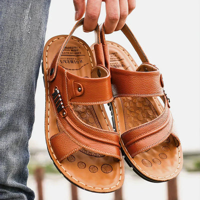 Fudus Orthopädische Ledersandalen Herren – Verstellbare Riemen, Haltbar
