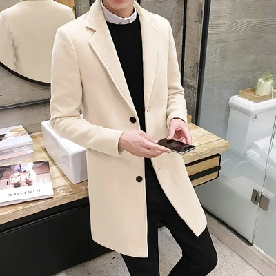 Herren Woll-Mantel Elegante Business Jacke - Büro und Freizeit