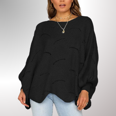 Strickbluse mit Wellenmuster | Weite Ärmel | Femininer Stil