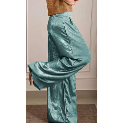 Chloe - Hoch taillierte Hose aus Satin mit weitem Bein | Glamorous Comfort Hose damen