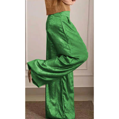 Chloe - Hoch taillierte Hose aus Satin mit weitem Bein | Glamorous Comfort Hose damen
