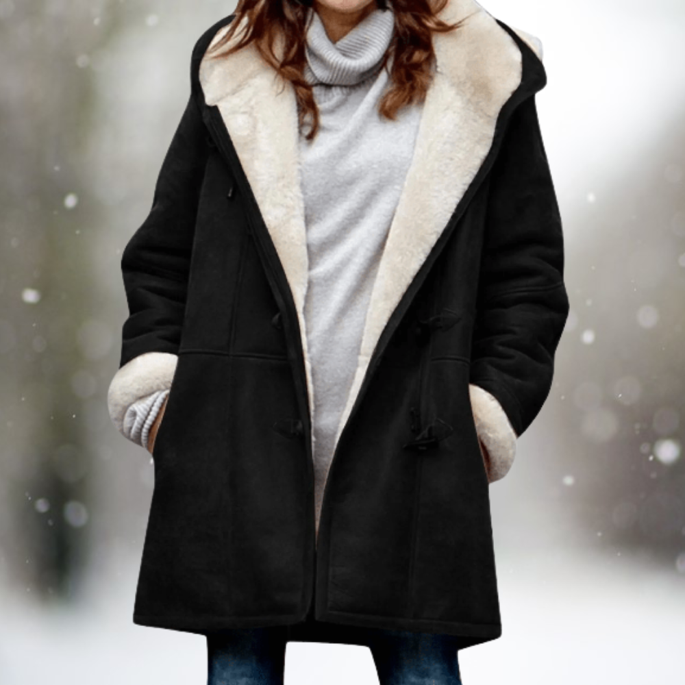 Warmer Damen Wintermantel mit Fleece-Futter – Modischer Mantel mit Kapuze, ideal für kalte Tage