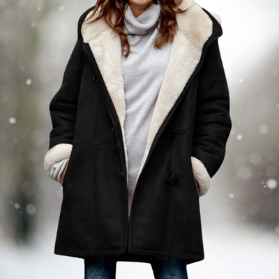 Warmer Damen Wintermantel mit Fleece-Futter – Modischer Mantel mit Kapuze, ideal für kalte Tage
