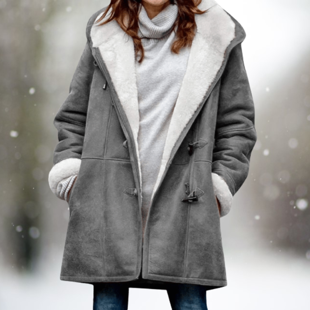 Warmer Damen Wintermantel mit Fleece-Futter – Modischer Mantel mit Kapuze, ideal für kalte Tage