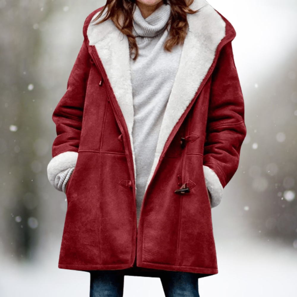 Warmer Damen Wintermantel mit Fleece-Futter – Modischer Mantel mit Kapuze, ideal für kalte Tage
