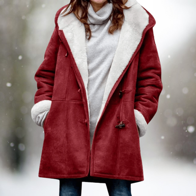 Warmer Damen Wintermantel mit Fleece-Futter – Modischer Mantel mit Kapuze, ideal für kalte Tage