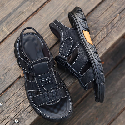 UrbanTrek™ – Komfortable Herren Ledersandalen mit Klettverschluss