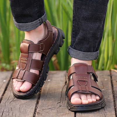 UrbanTrek™ – Komfortable Herren Ledersandalen mit Klettverschluss